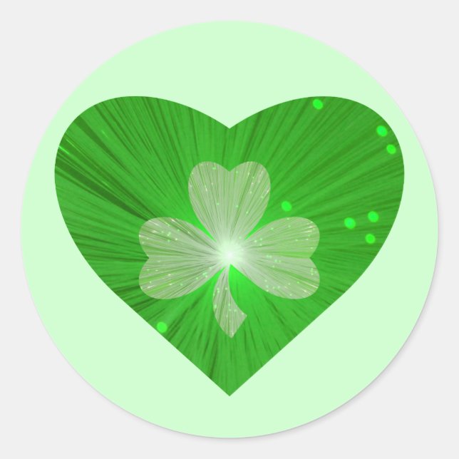 Redonda Shamrock Heart pegatina redondo verde (Anverso)