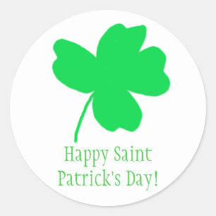 Redonda Shamrock verde brillante Pegatina de Saint Patrick