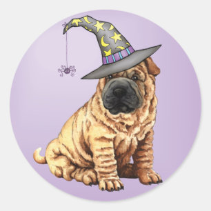Redonda Shar-Pei Witch Heart Pegatina