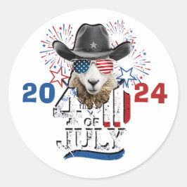 Redonda SHEEP SHERIFF -4 DE JULIO Pegatina PERSONALIZADO