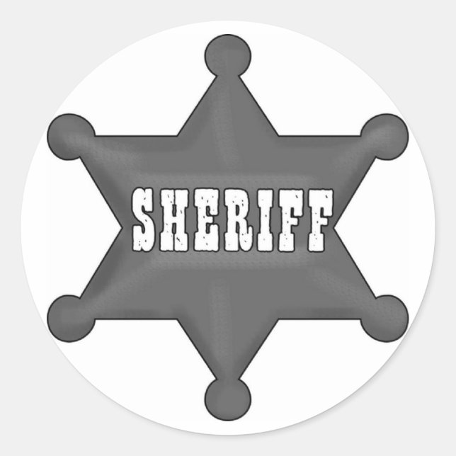 Redonda Sheriff Pegatina para niños (Anverso)
