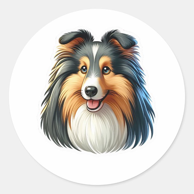 Redonda Shetland Sheepdog Pegatina (Anverso)