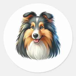 Redonda Shetland Sheepdog Pegatina