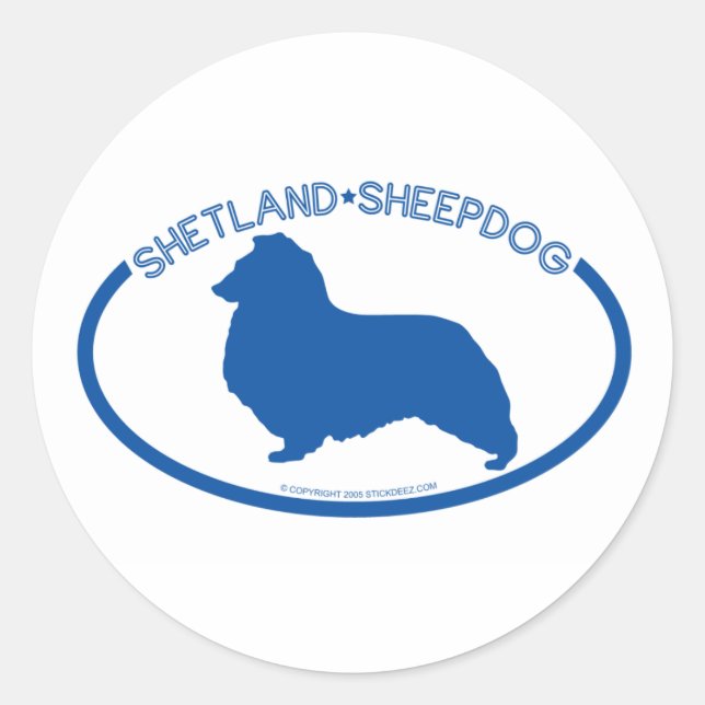 Redonda Shetland Sheepdog Silhouette Pegatina (Anverso)