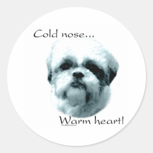 Redonda Shih Tzu Cold Nose Cálido Corazón - Pegatina