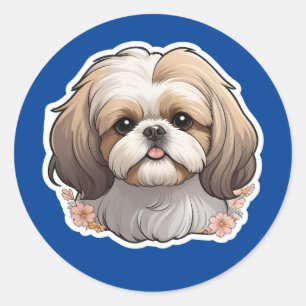 Redonda Shih Tzu Pegatina