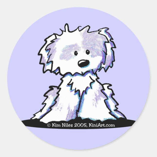 Redonda Shih Tzu Personalizado Pegatina (Anverso)