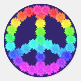 Redonda Signo de paz de flor de arcoiris Pegatina