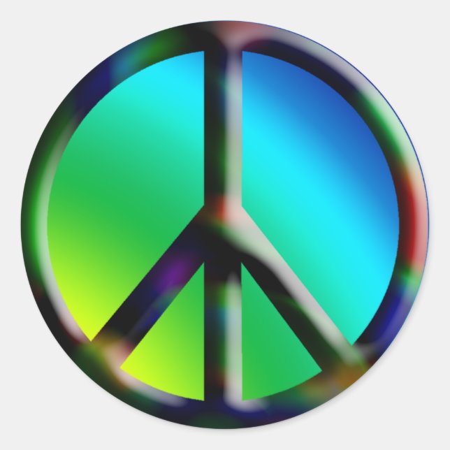Redonda Signo de paz Pegatina hippie (Anverso)