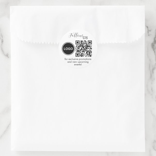 Redonda Síguenos con el código QR Pegatina de redondeo de  (Bolso)