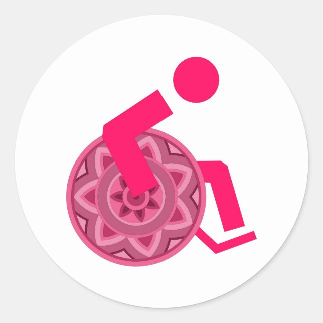 Redonda SILLA DE RUEDAS pegatina DIFERENTES PERSONAS CAPAC (Anverso)