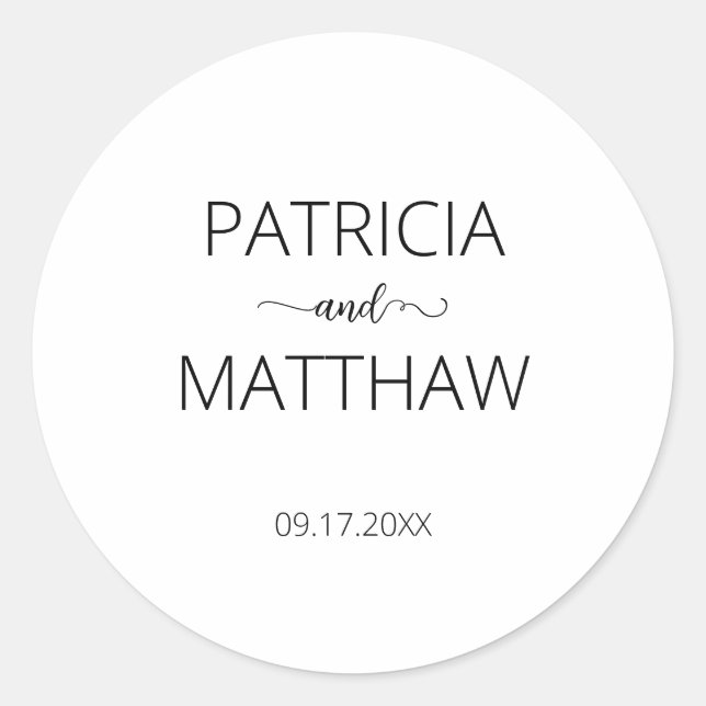 Redonda Silueta elegante de hojas pegatina redondo clásico (Anverso)