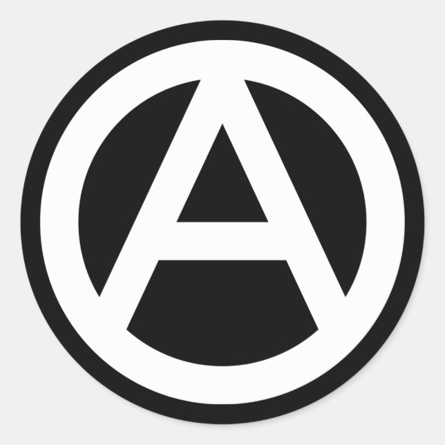 Redonda Símbolo de la anarquía BLANCA Pegatina redondo clá (Anverso)