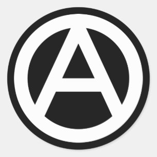 Redonda Símbolo de la anarquía BLANCA Pegatina redondo clá