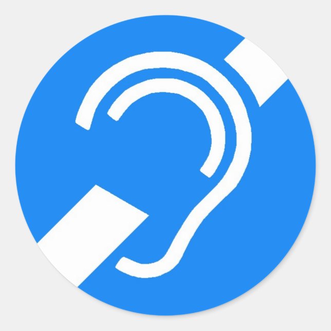 Redonda Símbolo internacional pegatina para sordos (Anverso)