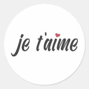 Redonda Simple Je T'aime te amo Valentine Pegatina
