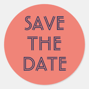 Redonda Simple Marina Azul y Coral Salven al Pegatina de f