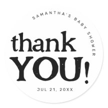 Simple Mínimo Baby Shower Gracias Pegatina