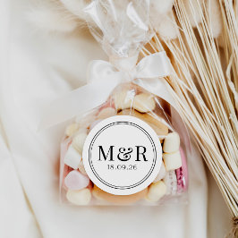 Redonda Simple Mínimo Guión Negro Pegatina Favor de la bod