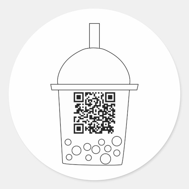 Redonda Simple QR Código Boba Tea Pegatina (Anverso)
