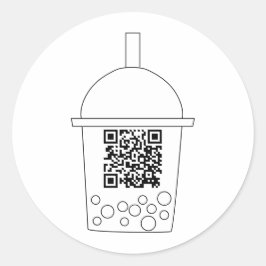 Redonda Simple QR Código Boba Tea Pegatina