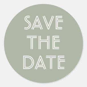 Redonda Simple Sage Green Save The Date Pegatina