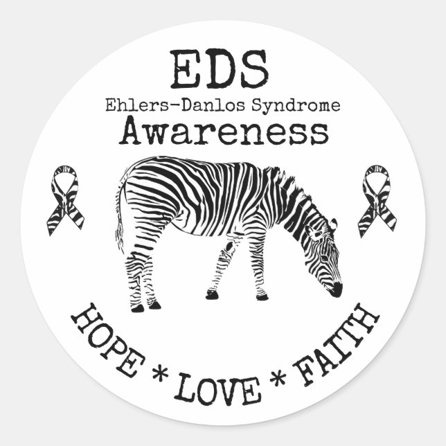 Redonda Síndrome de Zebra Ehlers-Danlos Pegatina EDS (Anverso)