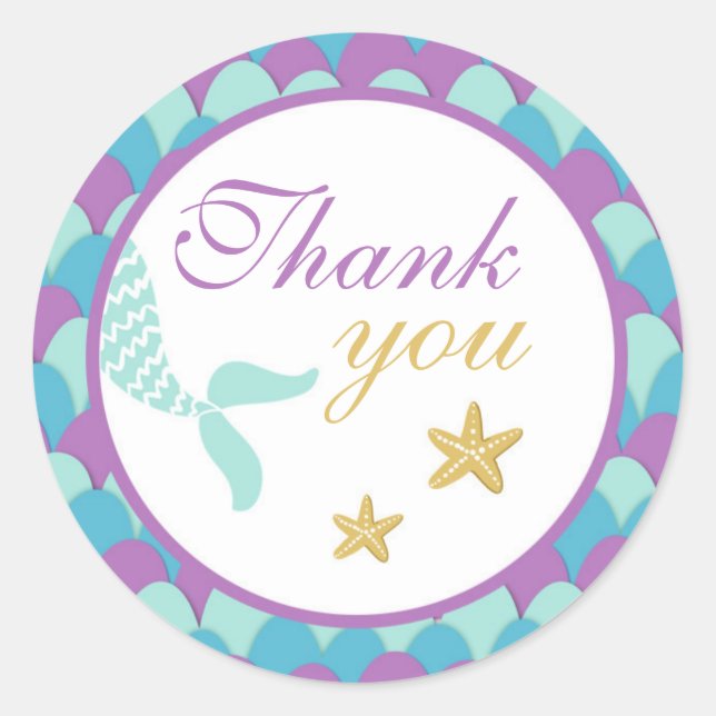 Redonda Sirena Bajo El Pegatina Del Mar (Anverso)