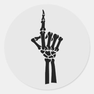Redonda Skeleton Finger Apuntando a Pegatina de Halloween