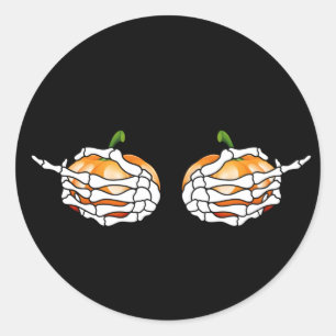 Redonda Skeleton Hands Calabaza Halloween Pegatina