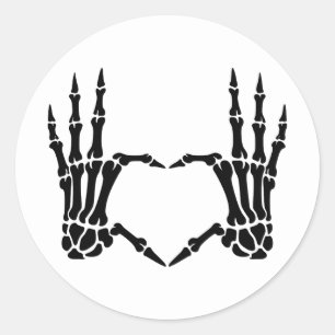 Redonda Skeleton Manos Pegatina de Gesto Cardíaco