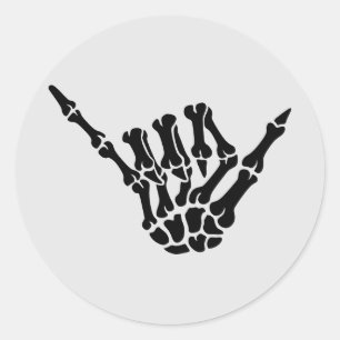 Redonda Skeleton Shaka Hand Halloween Pegatina