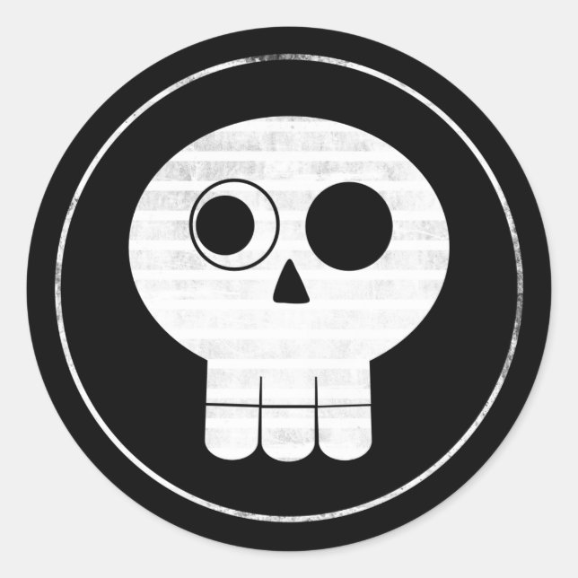 Redonda Skull 2 Pegatina (Anverso)