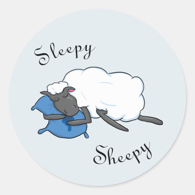 Redonda Sleepy Sheepy Pegatina (Anverso)