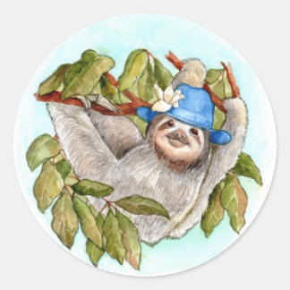 Redonda Sloth with Gorra Pegatina