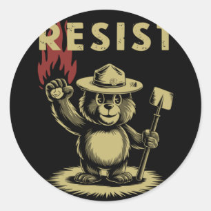 Redonda Smokey El Pegatina De Disfraces Del Oso Resista