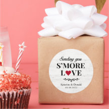 Smore Boda de amor Pegatina de la Ronda de Madera 