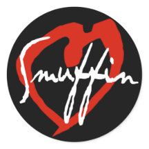Smuffin Red Heart Pegatina Negro