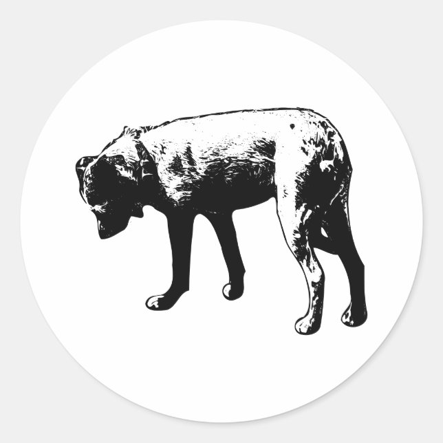 Redonda Sniffing Terrier Mix Vinyl Pegatina (Anverso)