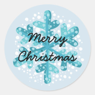 Redonda Snowflake Feliz Navidad Pegatina Estilo 1