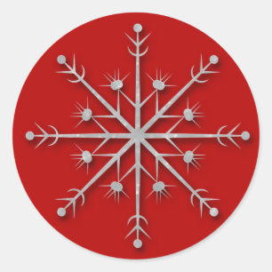 Redonda Snowflake red 5 - pegatina de vacaciones