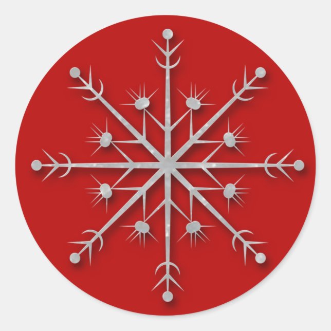 Redonda Snowflake red 5 - pegatina de vacaciones (Anverso)