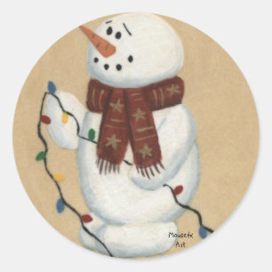Redonda Snowman con Pegatina de luces