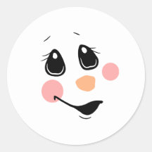 Snowman Face Classic Round Pegatina