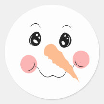 Snowman Face Classic Round Pegatina