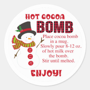Redonda Snowman pegatina de bomba de cacao caliente
