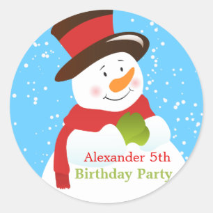 Redonda Snowman Winter Wonderland Birthday Pegatina