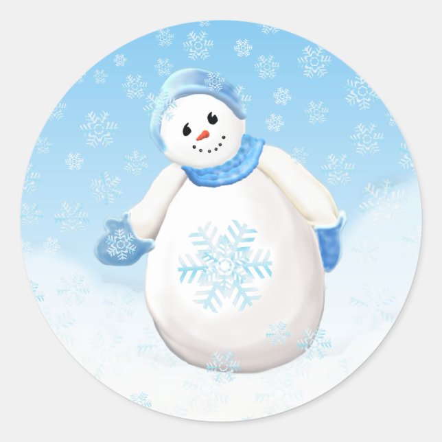 Redonda Snowman Wonderland Pegatina (Anverso)