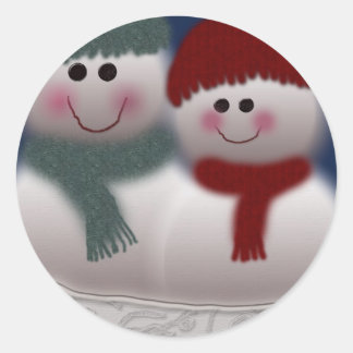 Redonda Snowman y su novia pegatina