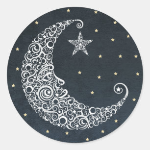 Redonda Sobre el pegatina de la luna